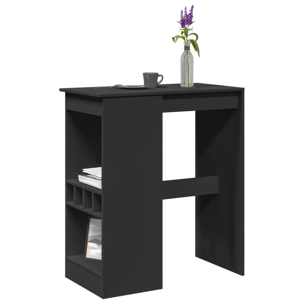 Tavolo Bar con Rastrelliera Nero 90x47,5x103,5 cm Multistrato