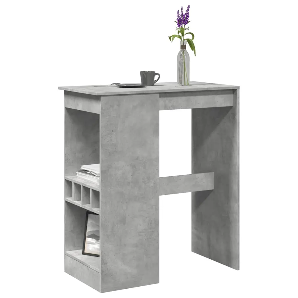 Tavolo Bar con Rastrelliera Grigio 90x47,5x103,5 cm Multistrato