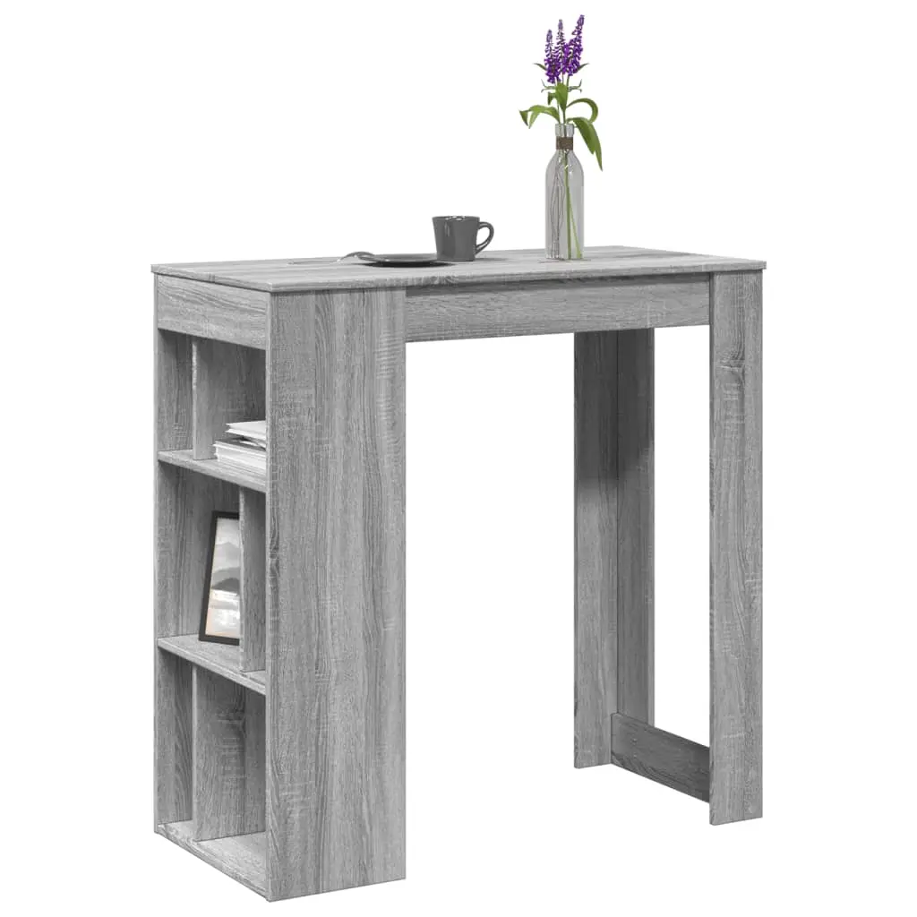 Tavolo Bar con Rastrelliera Grigio 102x50x103,5 cm Multistrato