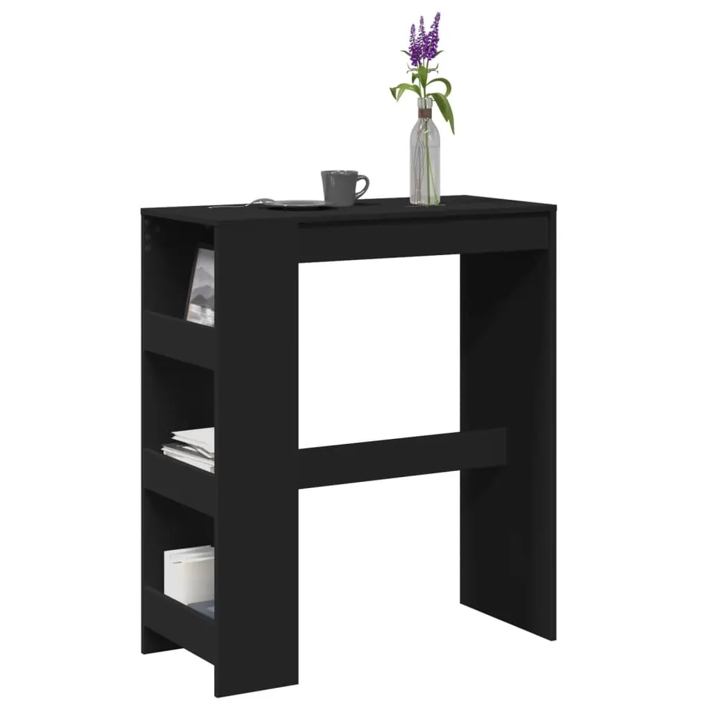 Tavolo Bar con Rastrelliera Nero 90x40x103,5 cm Multistrato