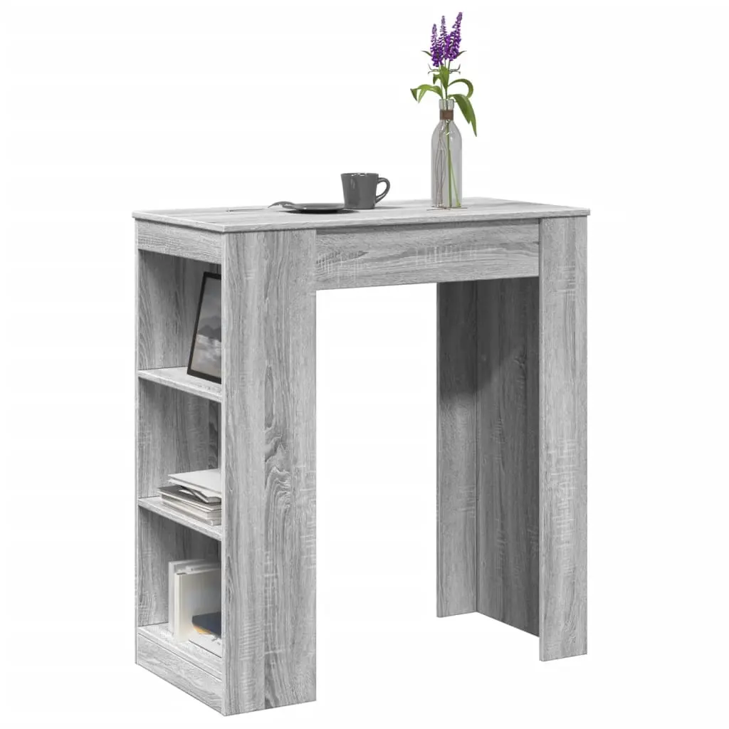 Tavolo Bar con Rastrelliera Grigio 95x47x103,5 cm Multistrato