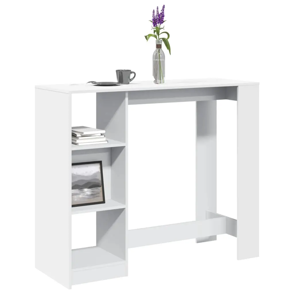 Tavolo Bar con Ripiano Bianco 124x46x103,5 cm in Truciolato