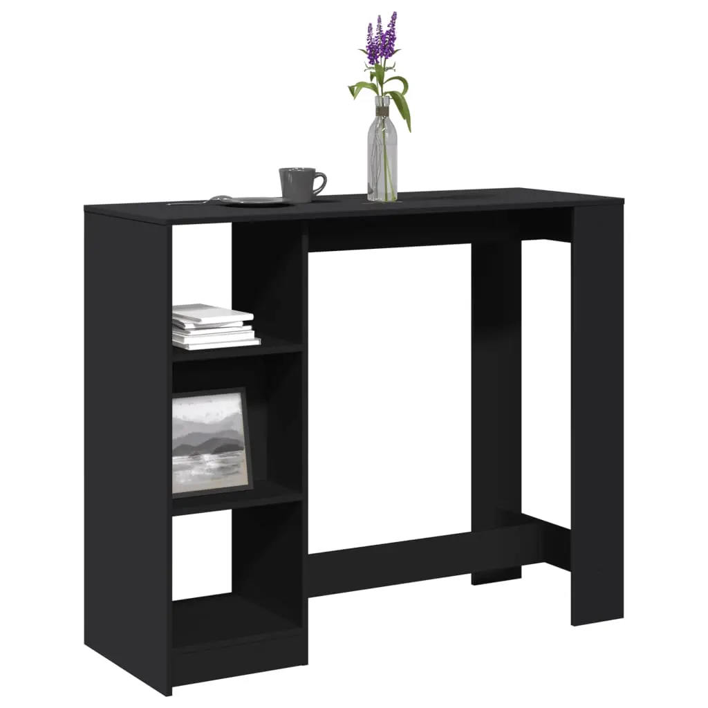 Tavolo Bar con Ripiano Nero 124x46x103,5 cm Legno Multistrato