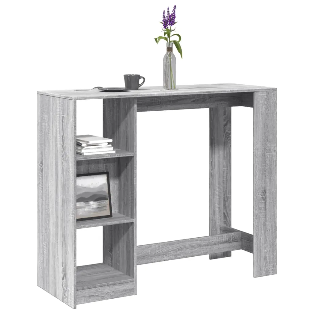 Tavolo Bar con Ripiano Grigio Sonoma 124x46x103,5cm Multistrato