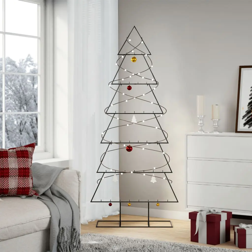 Albero di Natale Decorativo in Metallo Nero 180 cm