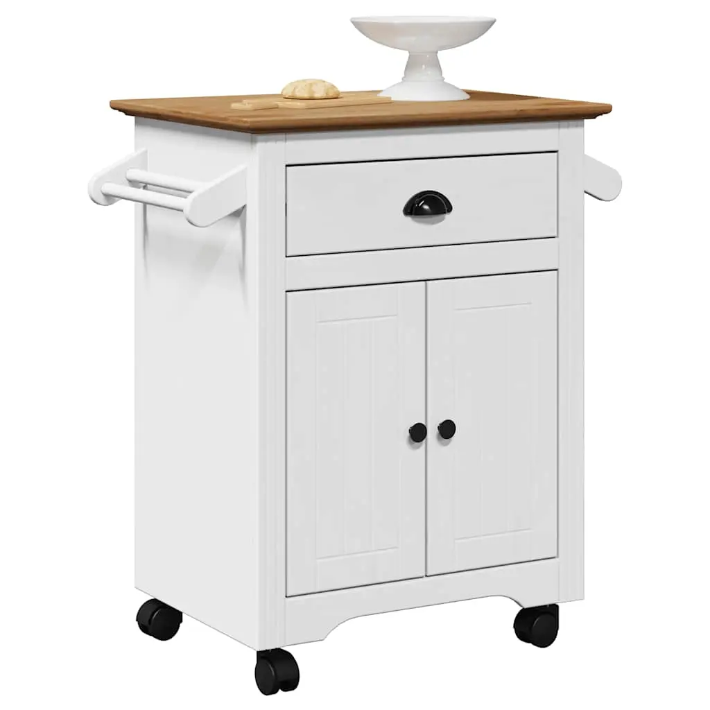 Carrello da Cucina BODO Bianco e Marrone 72x45x80 cm