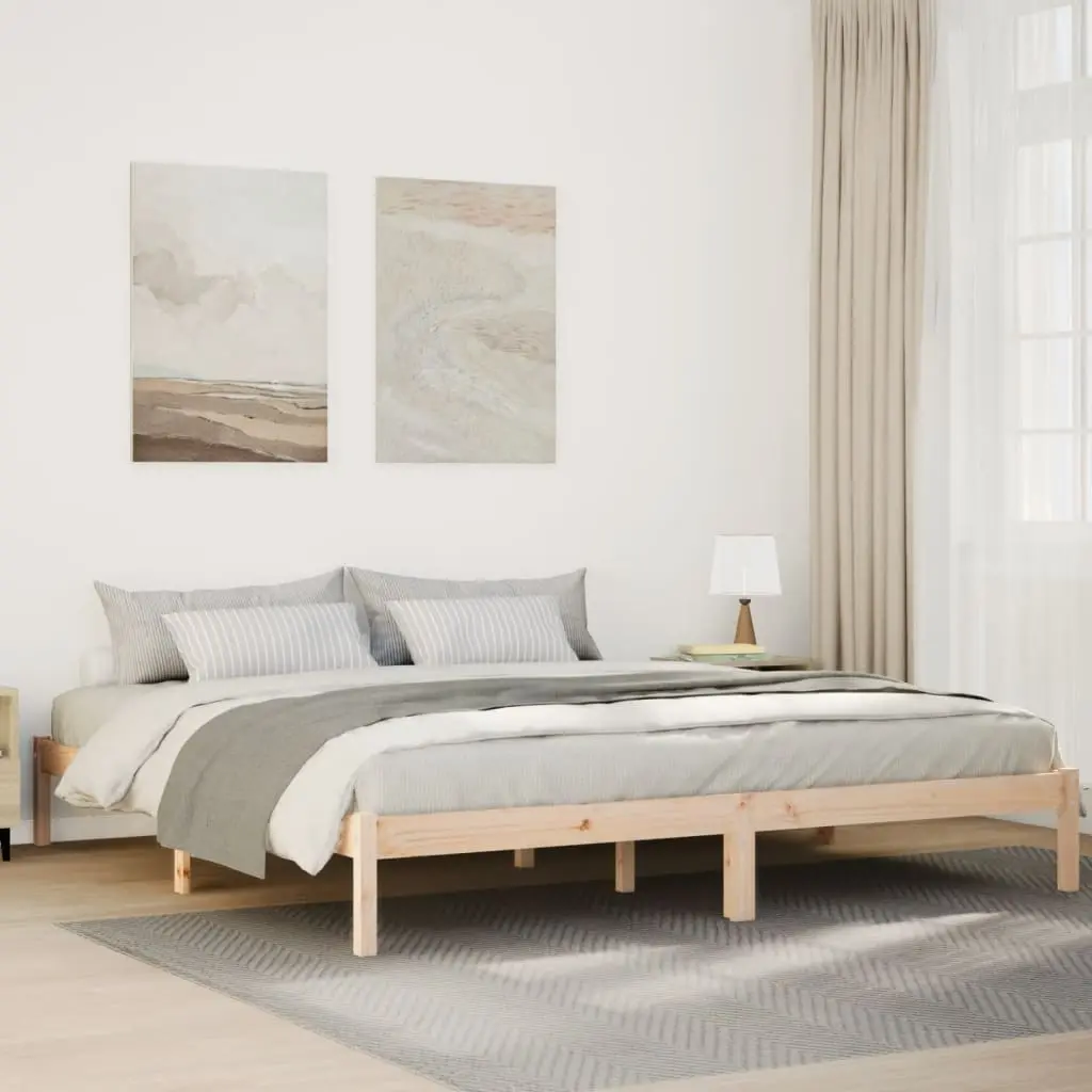 Letto Extra Lungo senza Materasso 180x210 cm in Legno di Pino