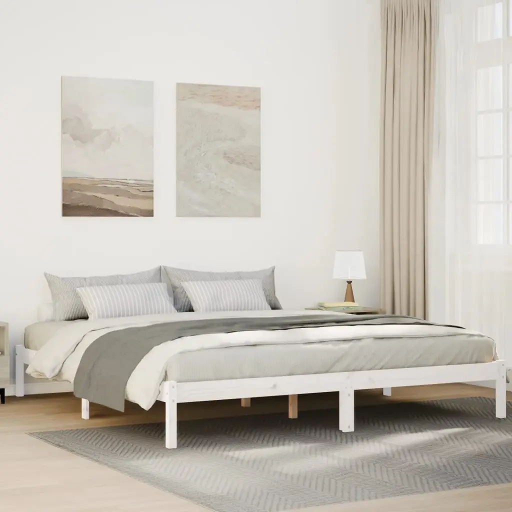 Letto Extra Lungo senza Materasso Bianco 180x210 cm in Pino