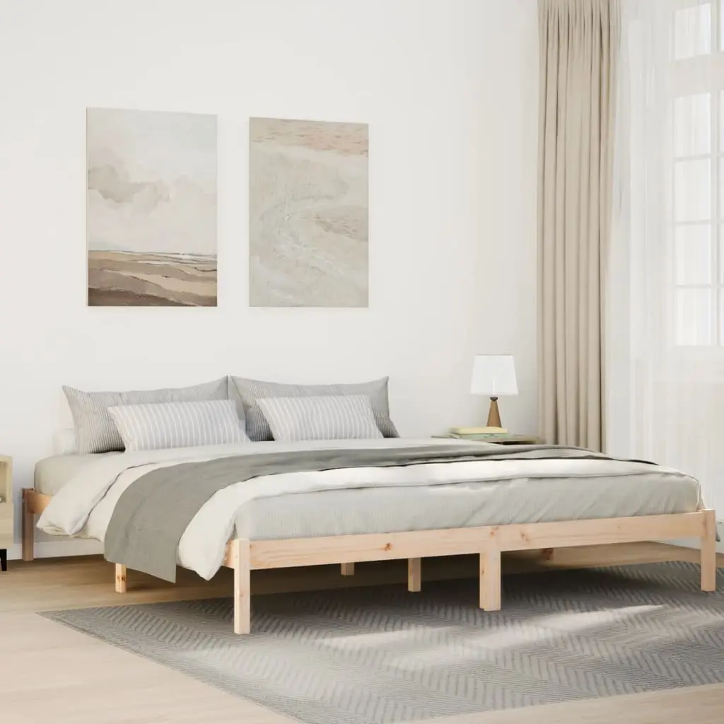 Letto Extra Lungo senza Materasso 200x220 cm in Legno di Pino