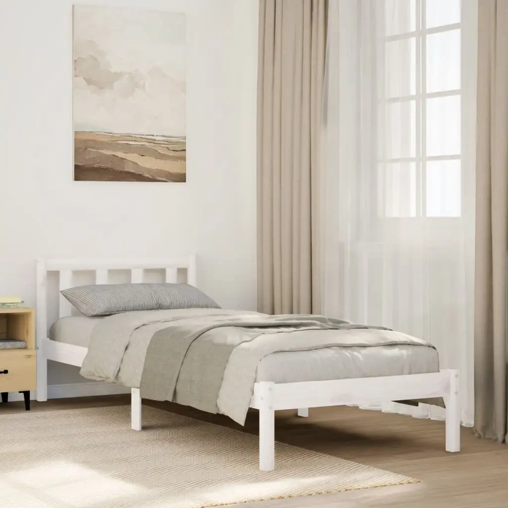 Letto Extra Lungo senza Materasso Bianco 100x220 cm in Pino