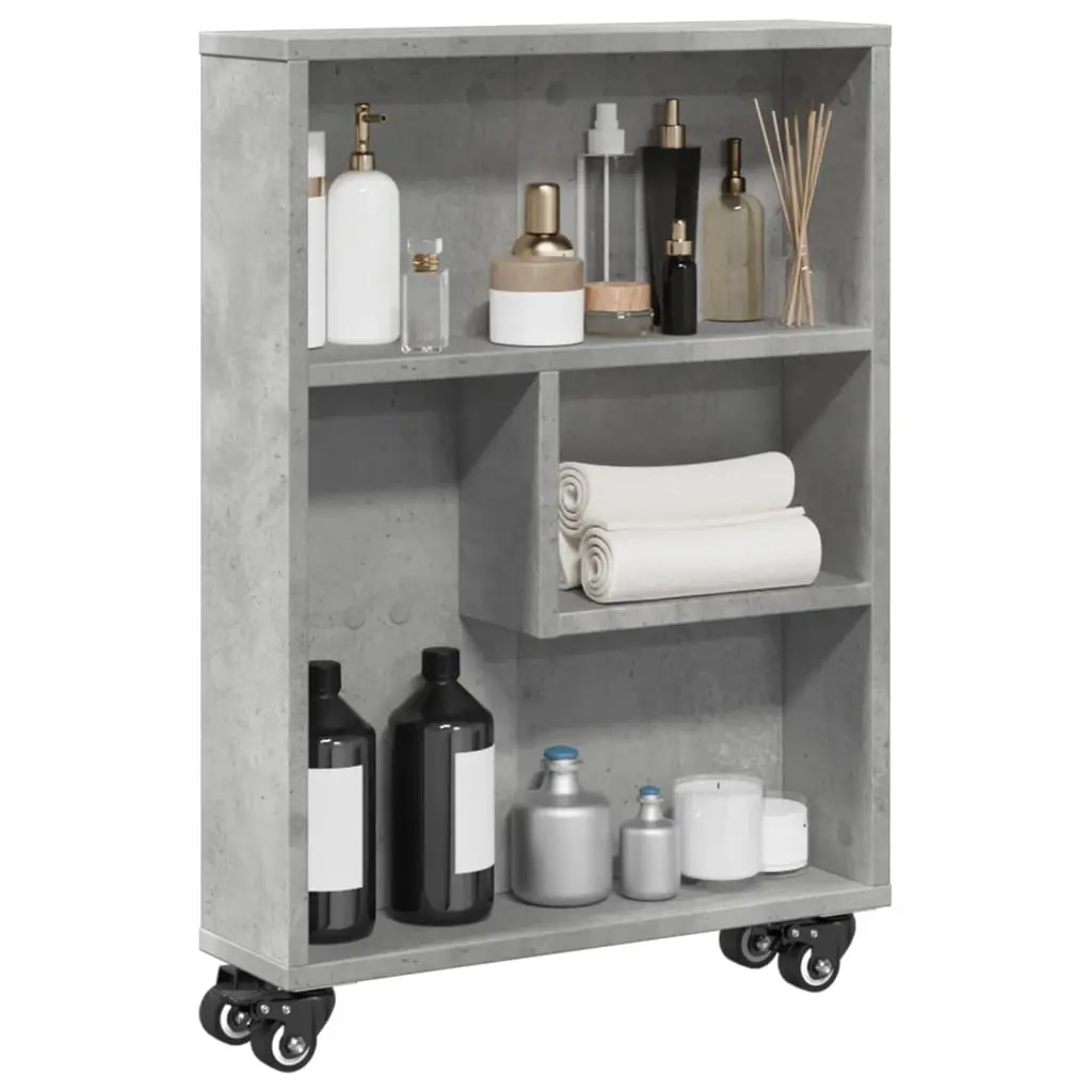 Carrello Stretto Grigio Cemento 48x13x68 cm in Truciolato