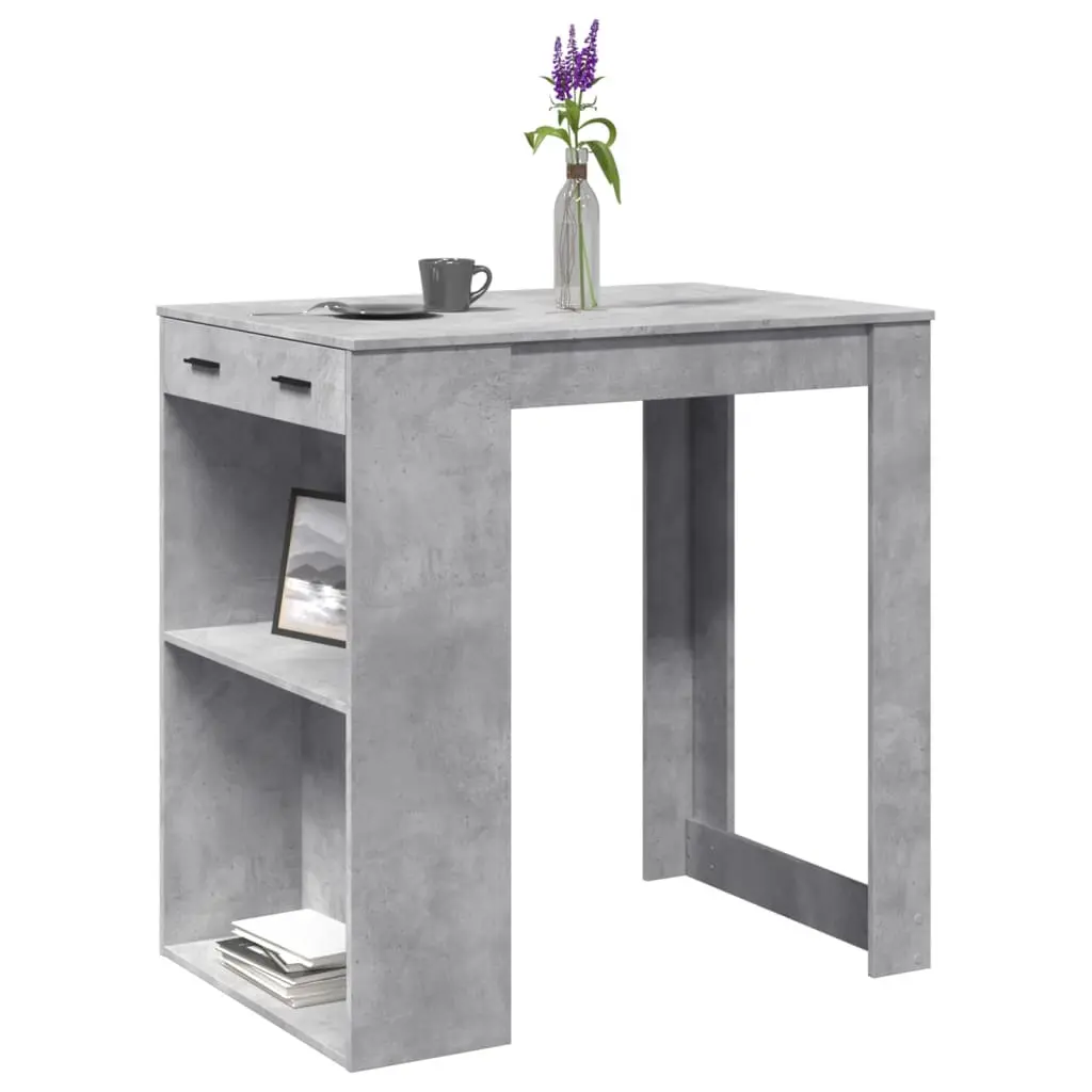 Tavolo da Bar Grigio Cemento 102x70x103,5 cm in Truciolato