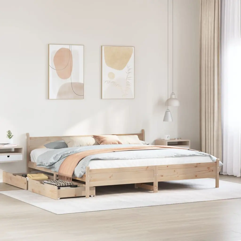 Letto senza Materasso 180x200 cm in Legno Massello di Pino