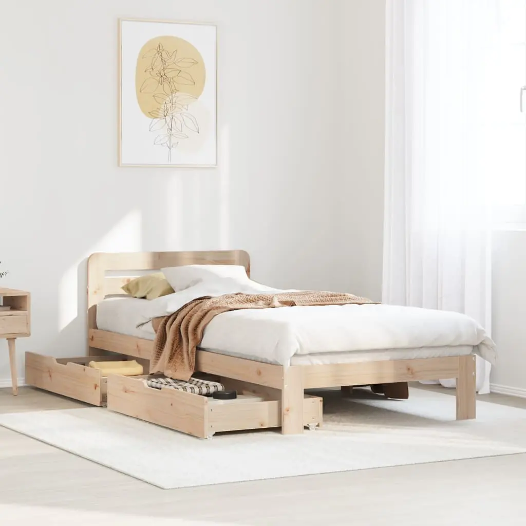 Letto senza Materasso 90x200 cm in Legno Massello di Pino