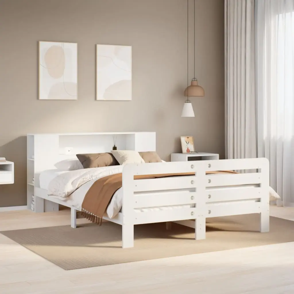 Letto senza Materasso Bianco 120x190 cm Legno Massello di Pino