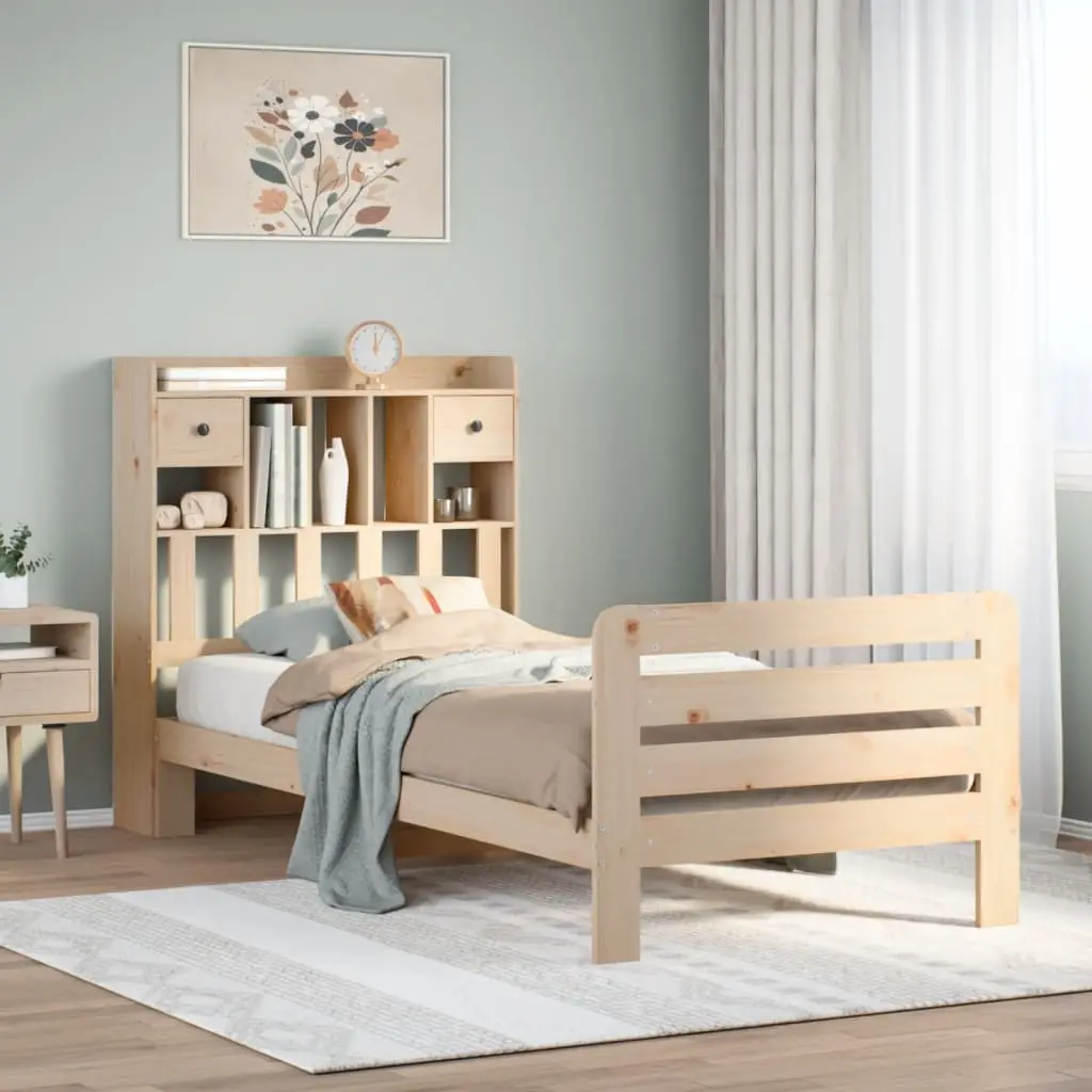 Letto Libreria senza Materasso 90x190 cm Legno Massello Pino