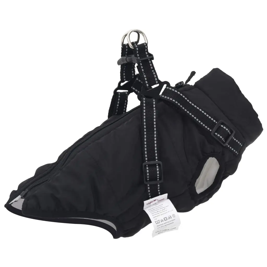 Cappotto Cani con Imbracatura Impermeabile Riflettente Nero S