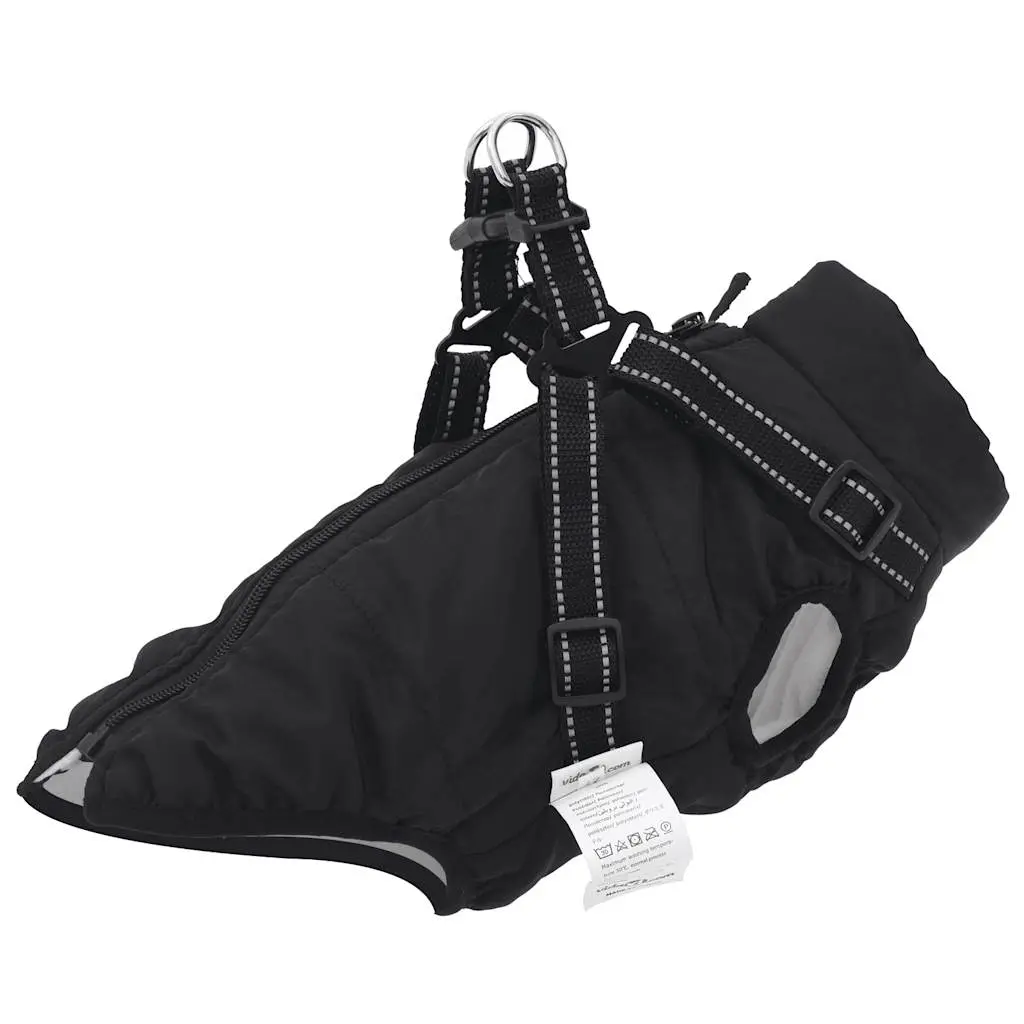 Cappotto Cani con Imbracatura Impermeabile Riflettente Nero L