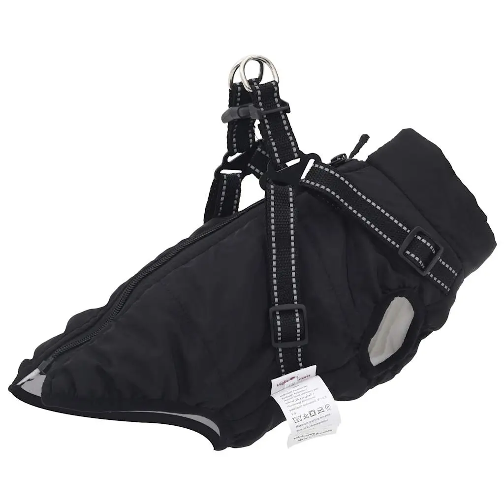 Cappotto Cani con Imbracatura Impermeabile Riflettente Nero XL