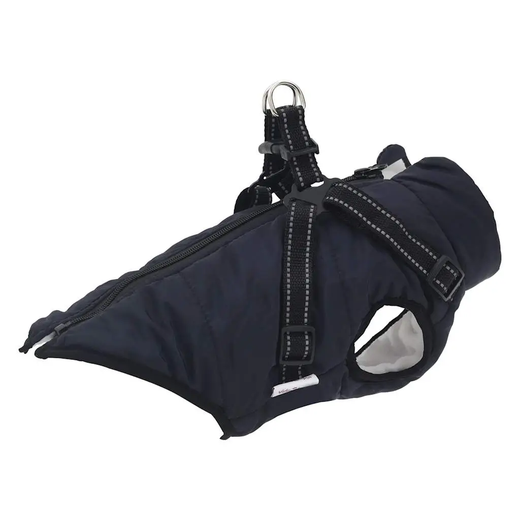 Cappotto Cani Imbracatura Impermeabile Riflettente Blu Navy L