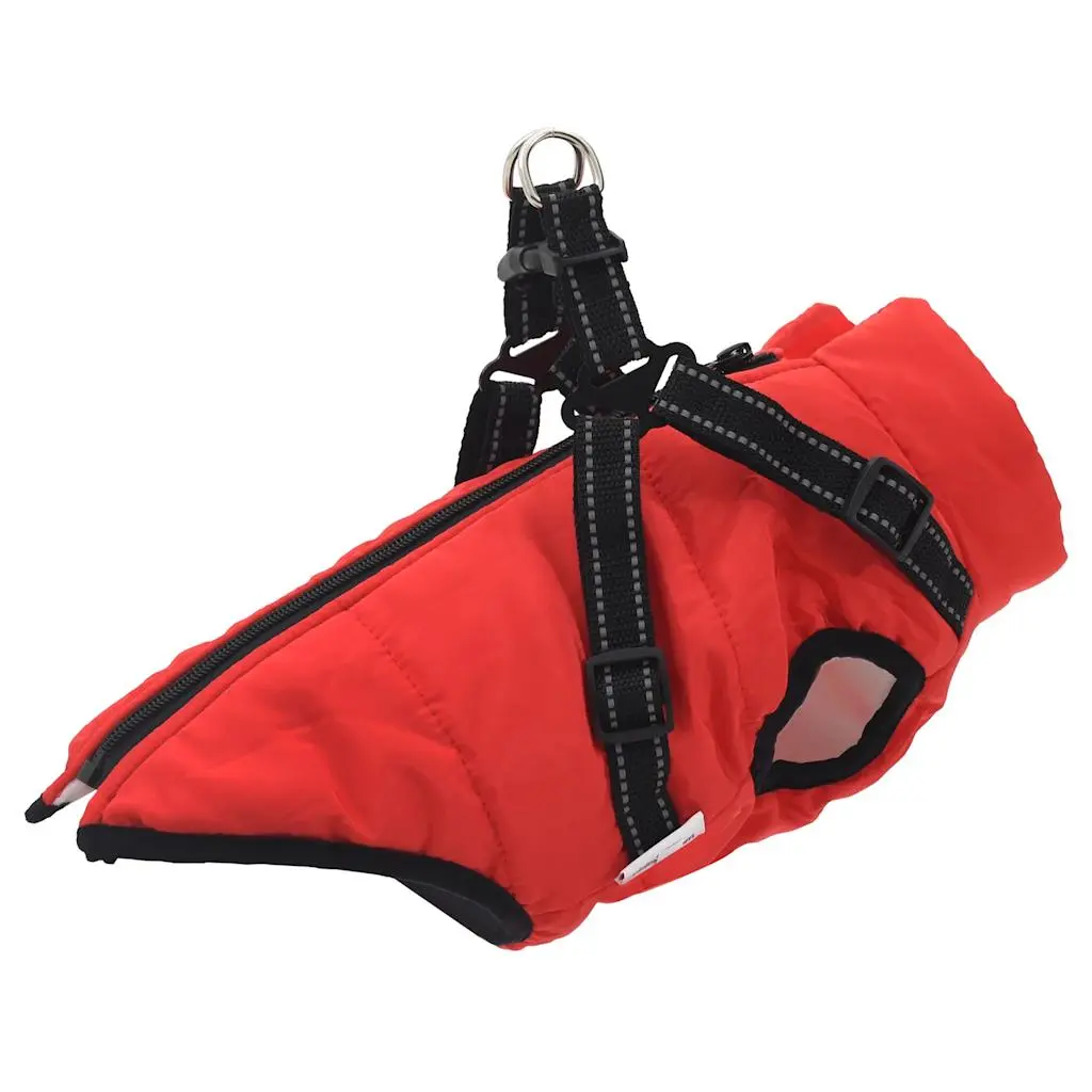 Cappotto Cani con Imbracatura Impermeabile Riflettente Rosso S