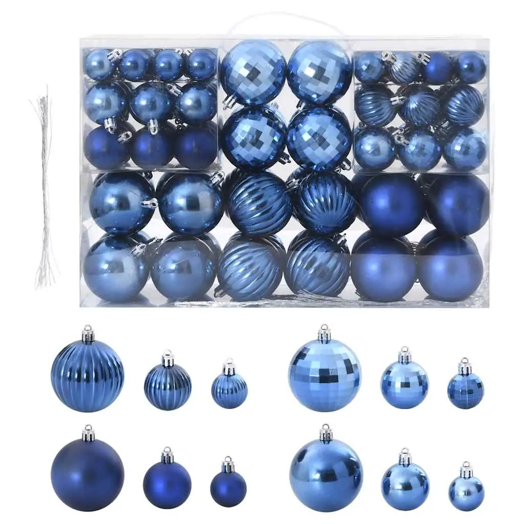 Palline di Natale 100 pz Blu Ø3/4/6 cm