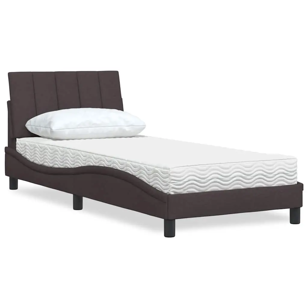 Letto con Materasso Marrone Scuro 80x200 cm in Tessuto