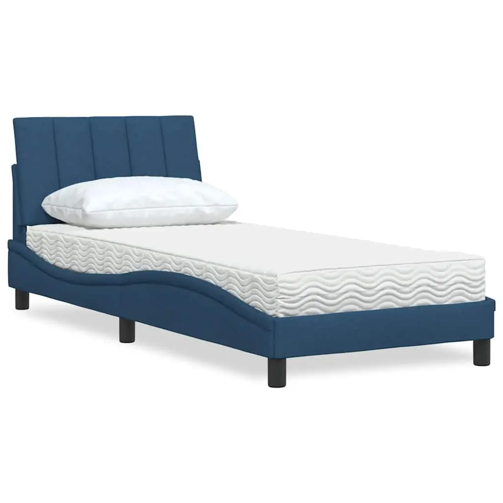 Letto con Materasso Blu 90x200 cm in Tessuto