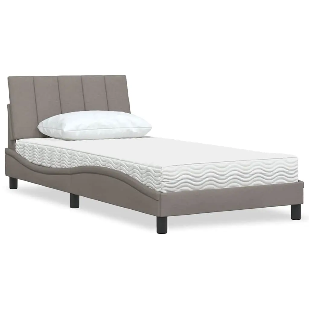 Letto con Materasso Tortora 100x200 cm in Tessuto