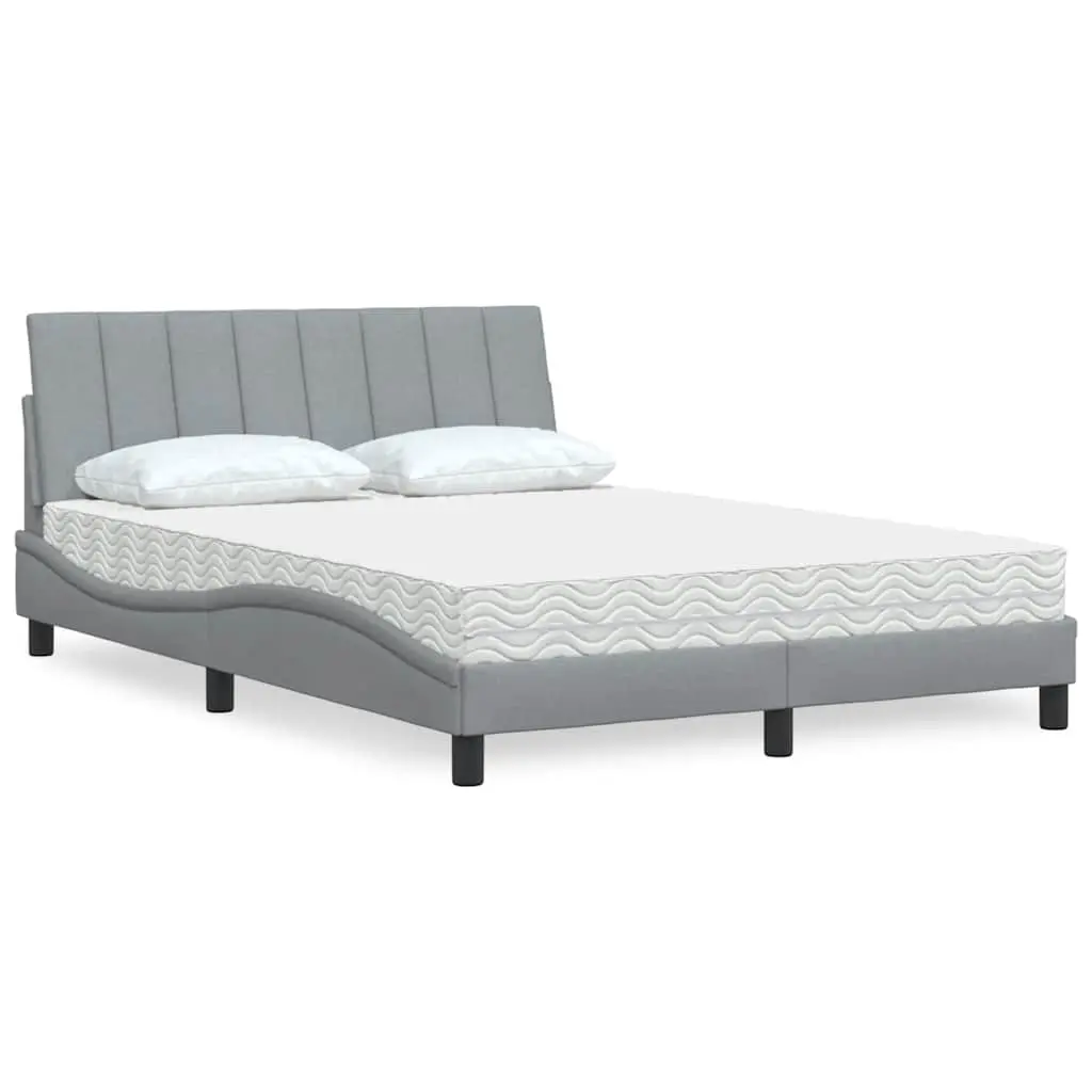 Letto con Materasso Grigio Chiaro 120x200cm Tessuto