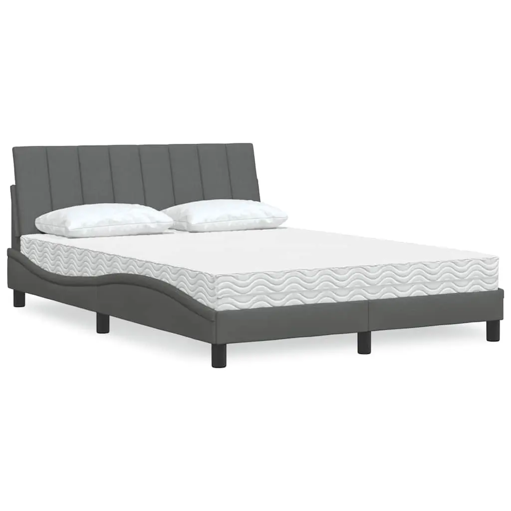 Letto con Materasso Grigio Scuro 120x200 cm Tessuto