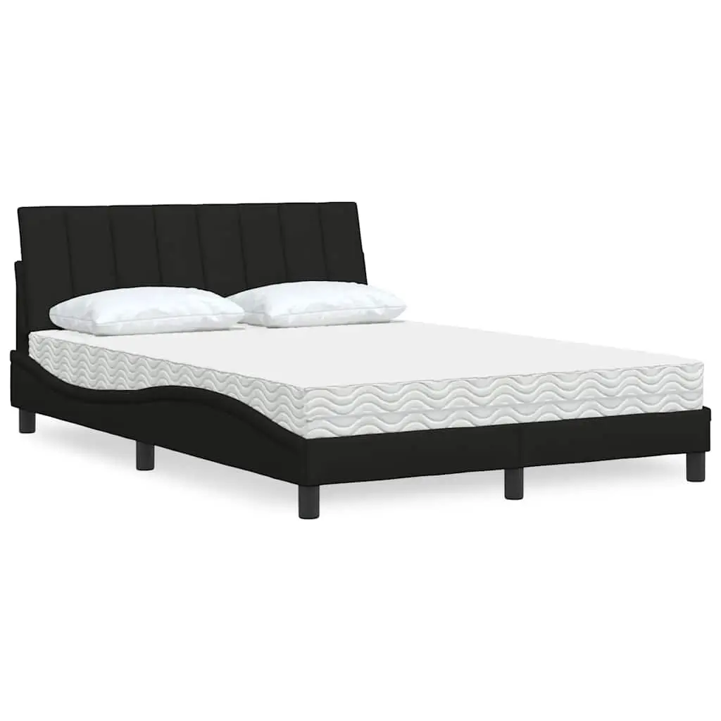 Letto con Materasso Nero 120x200 cm in Tessuto