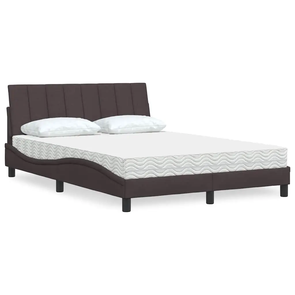 Letto con Materasso Marrone Scuro 120x200cm Tessuto