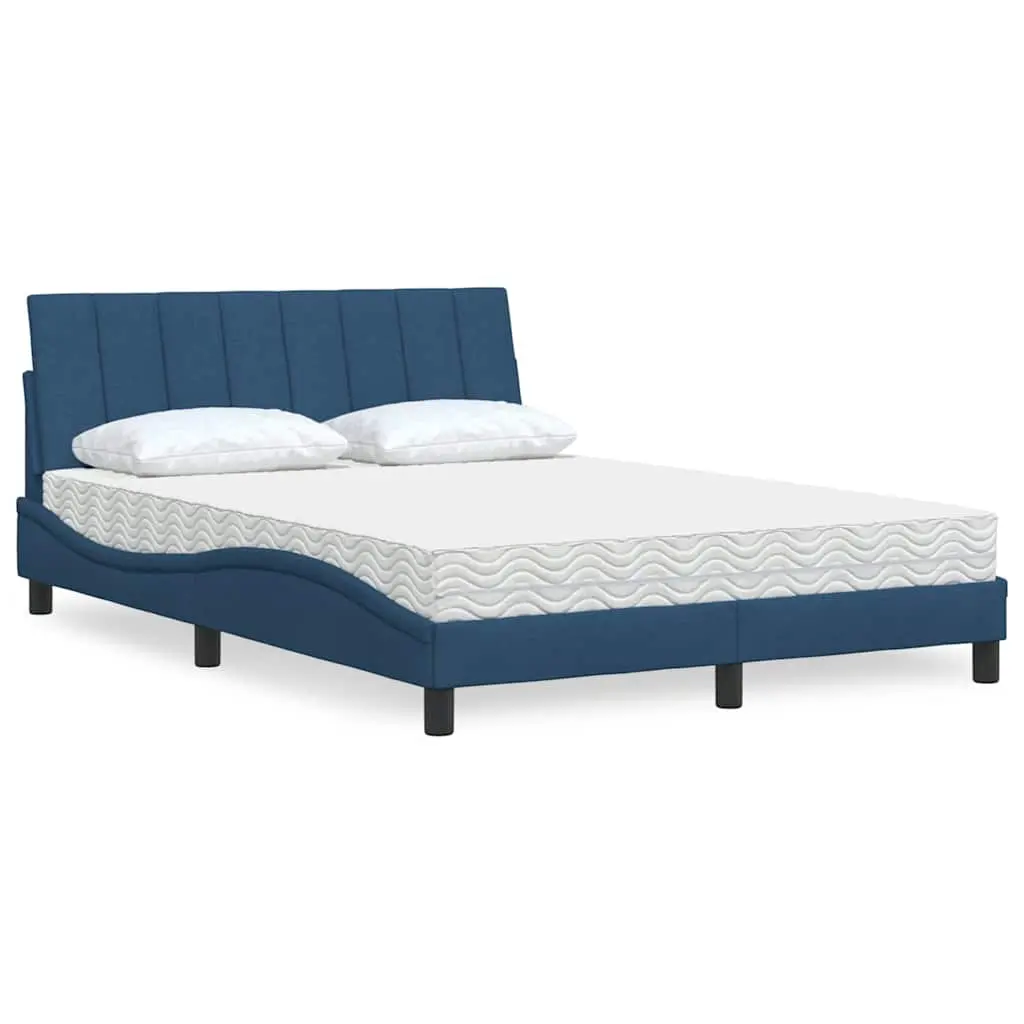 Letto con Materasso Blu 140x190 cm in Tessuto