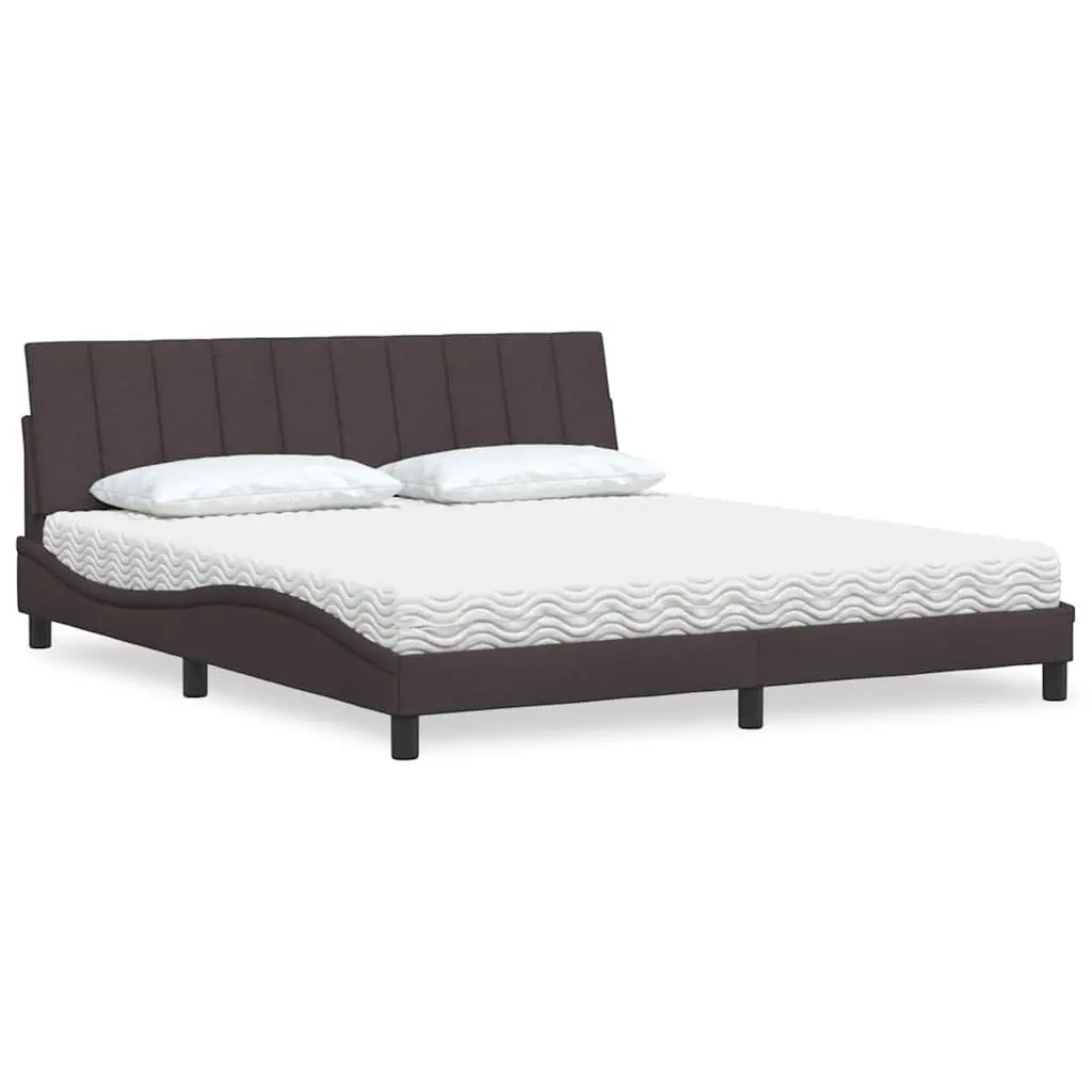 Letto con Materasso Marrone Scuro 180x200cm Tessuto