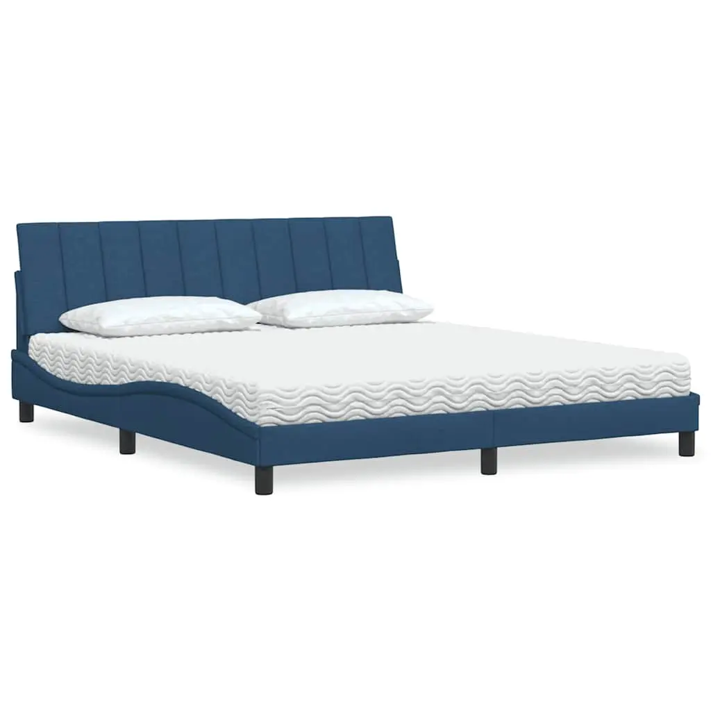 Letto con Materasso Blu 180x200 cm in Tessuto