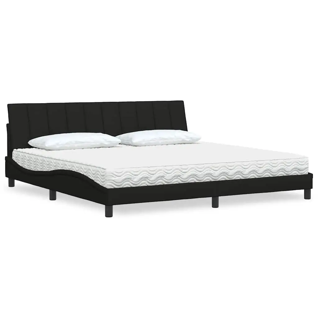 Letto con Materasso Nero 200x200 cm in Tessuto