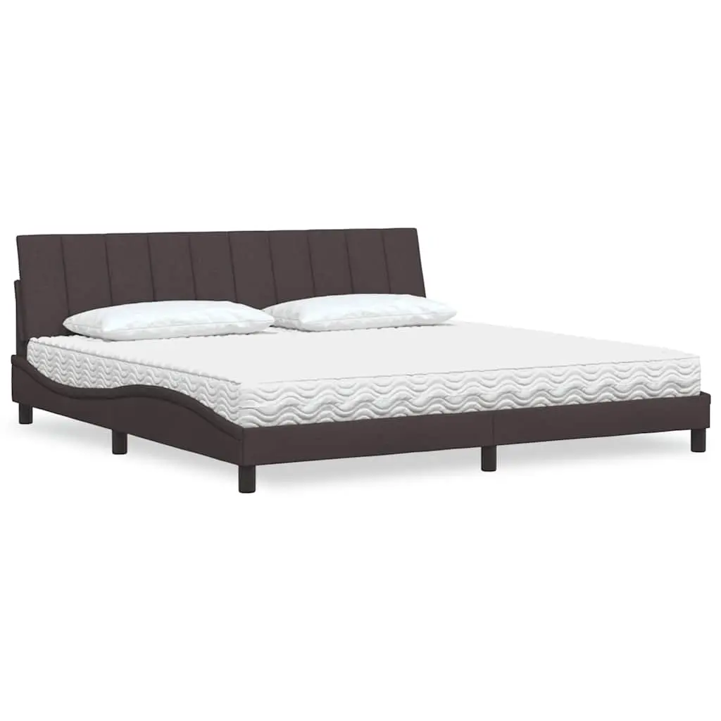 Letto con Materasso Marrone Scuro 200x200 cm in Tessuto