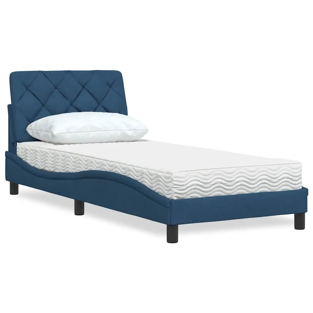 Letto con Materasso Blu 90x200 cm in Tessuto