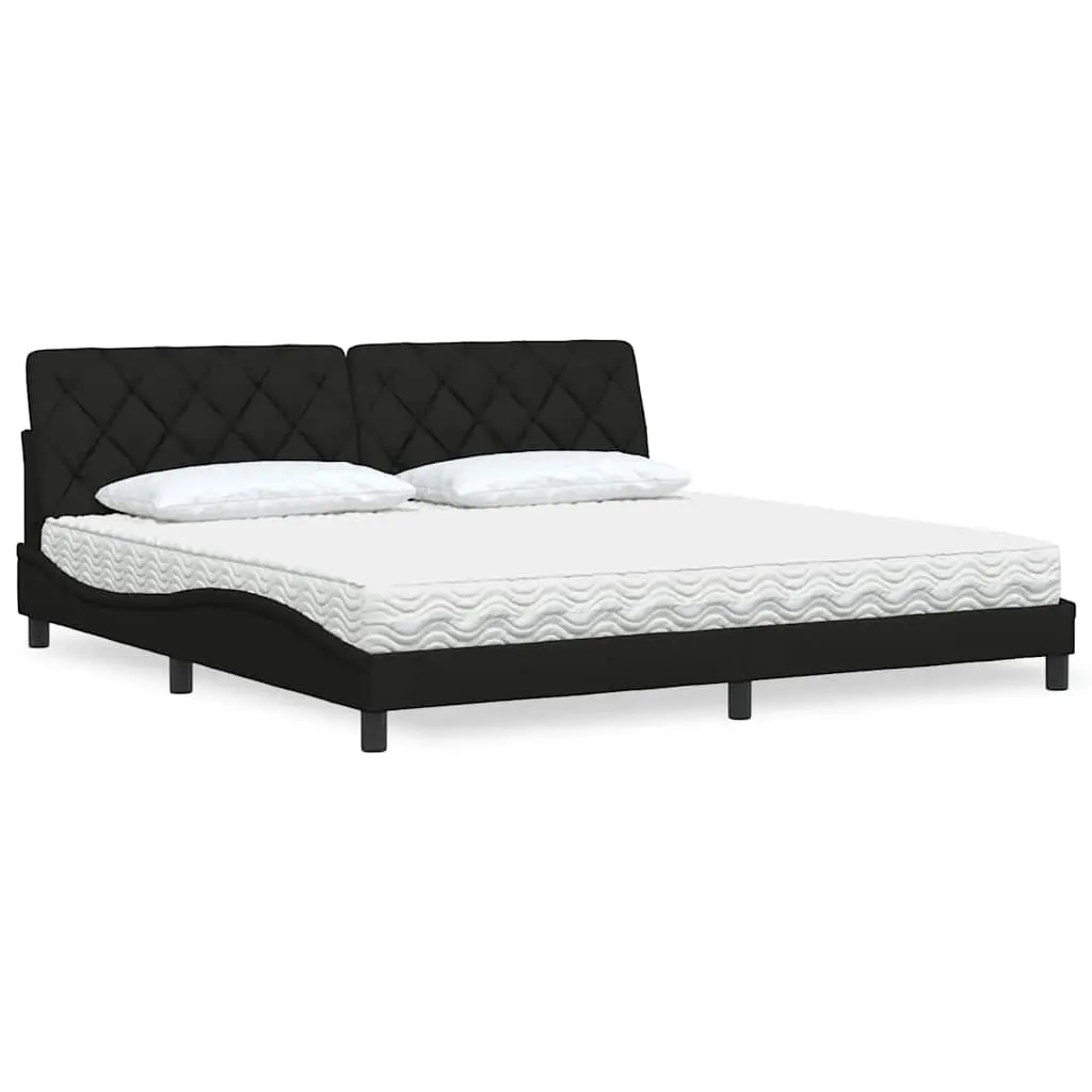 Letto con Materasso Nero 200x200 cm in Tessuto