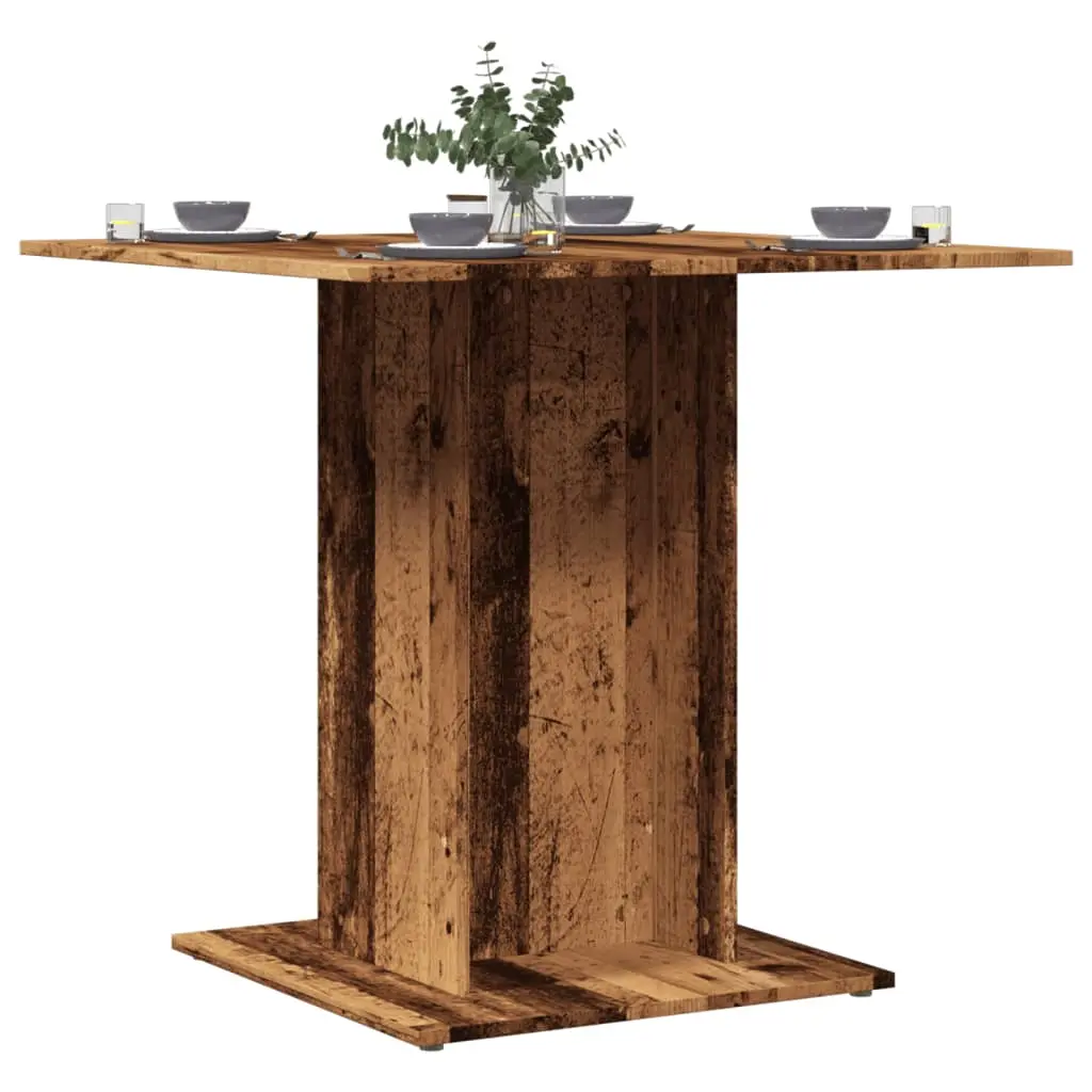 Tavolo da Pranzo Legno Antico 80x80x75 cm in Legno Multistrato