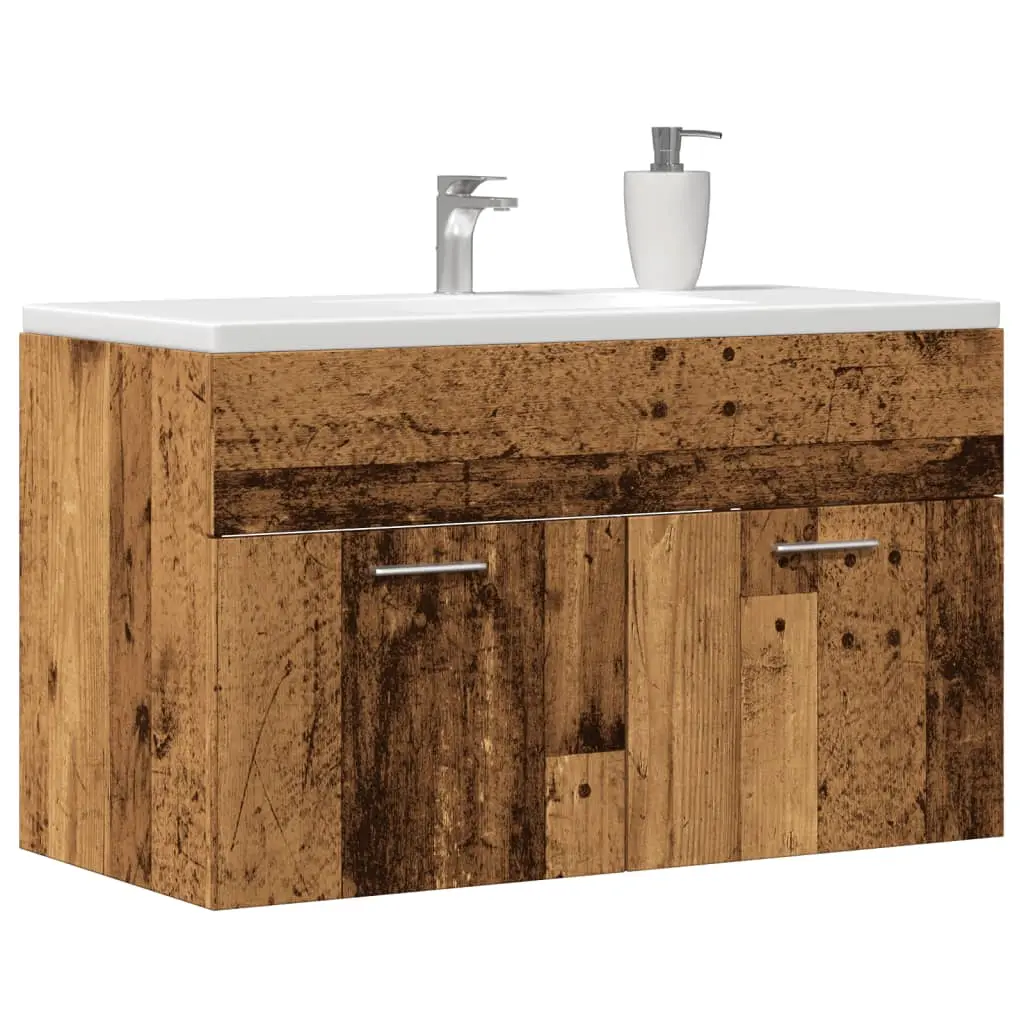 Mobile Lavabo Bagno Legno Antico 90x38,5x46 cm Multistrato