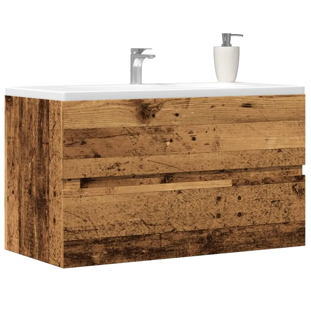 Mobile Pensile da Bagno Legno Antico 80x38,5x45cm in Truciolato