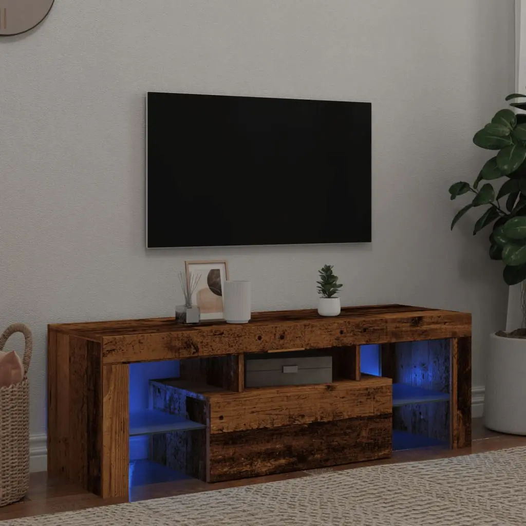 Mobile Porta TV con LED Legno Antico 120x36,5x40 cm Multistrato