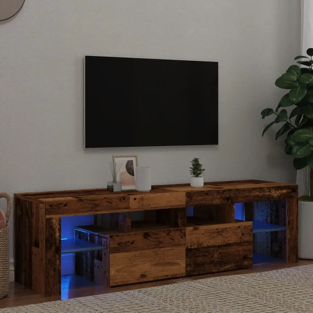 Mobile Porta TV con LED Legno Antico 140x36,5x40 cm Multistrato