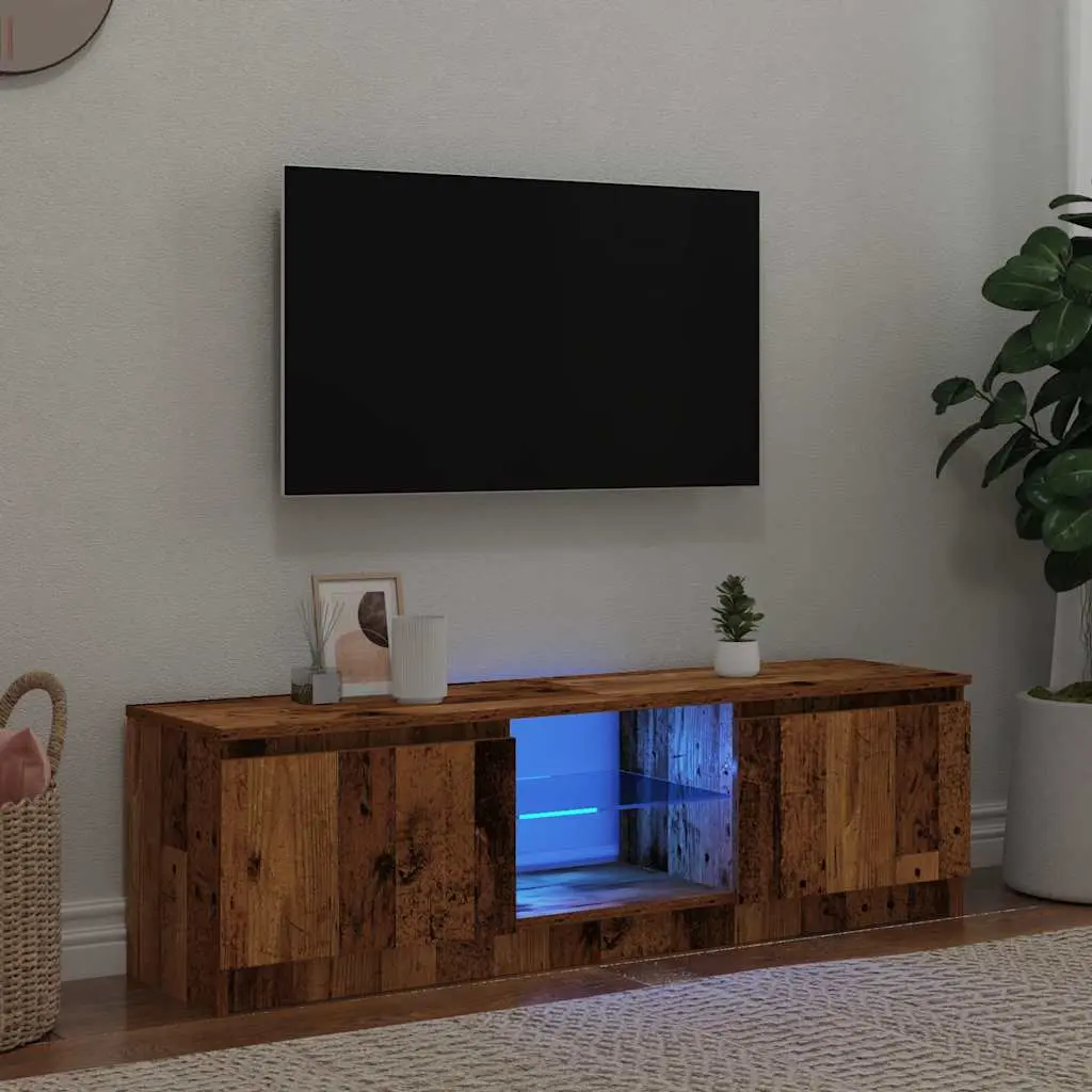 Mobile Porta TV con LED Legno Antico 120x30x36 cm Multistrato