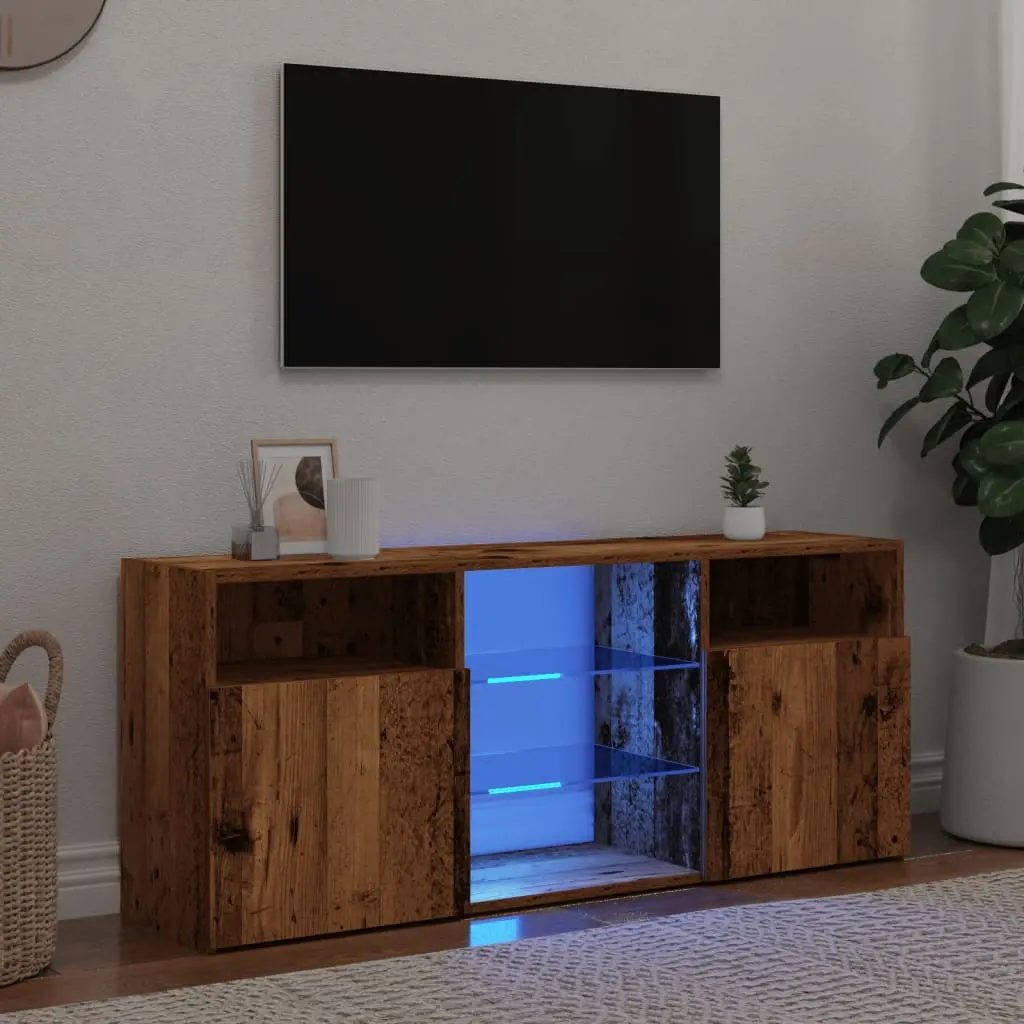 Mobile Porta TV con LED Legno Antico 120x30x50 cm Multistrato