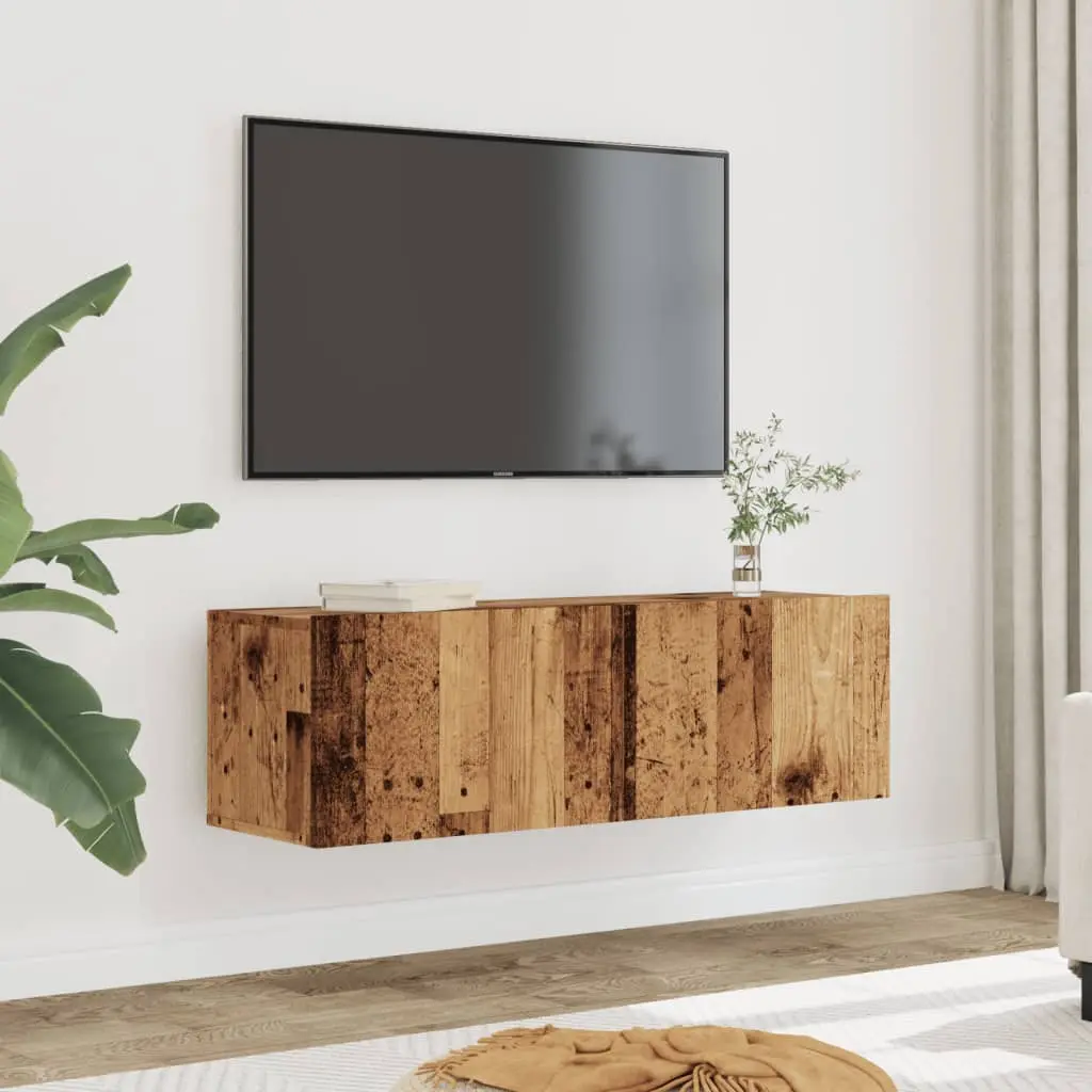 Mobili TV a Parete 2pz Legno Antico 100x30x30 cm