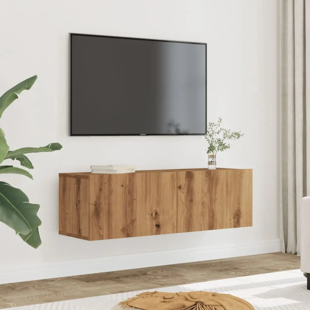 Mobili TV a Parete 2pz Rovere Artigianale 100x30x30 cm