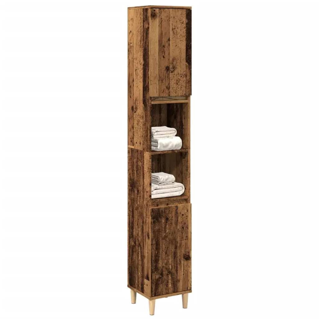 Armadietto Bagno Legno Antico 30x30x190 cm in Legno Multistrato